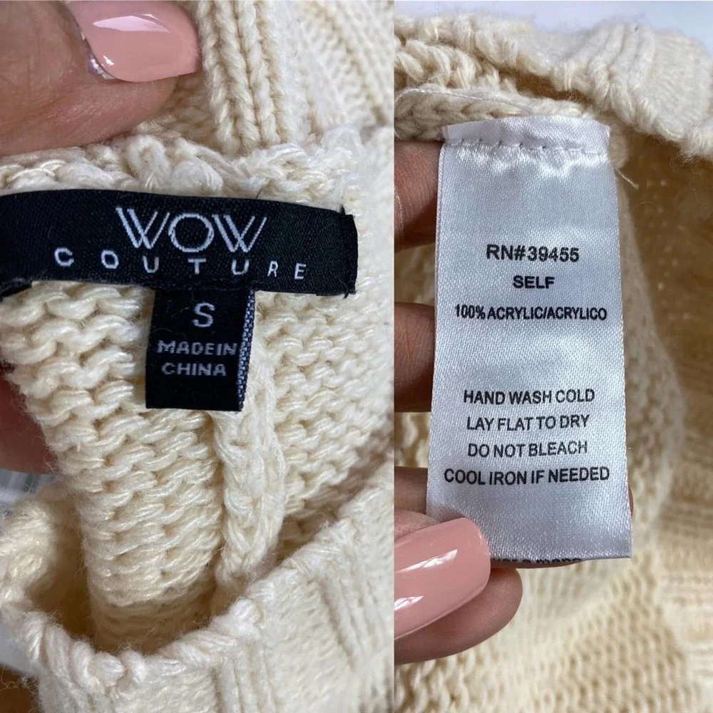 Wow couture sweater lace up crew neck size small